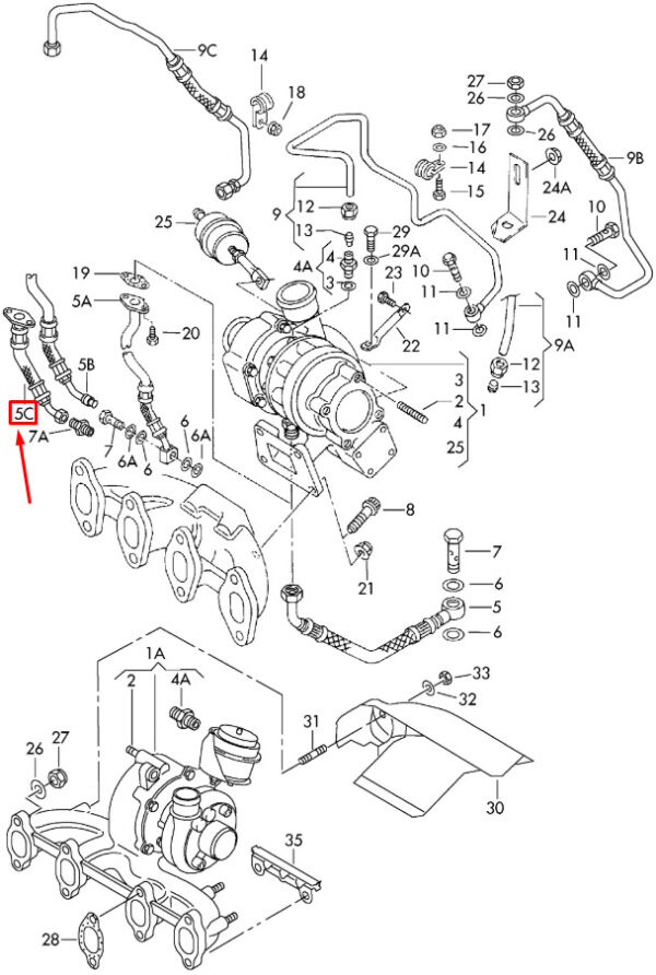 038145736C - AUDI A3 8P OIL RETURN PIPE 038145736C NEW GENUINE