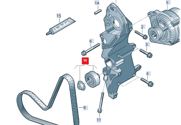 038903315AM - NEW AUDI A4 B8 AUXILIARY DRIVE BELT TENSIONER 038903315 CLOCK GENUINE