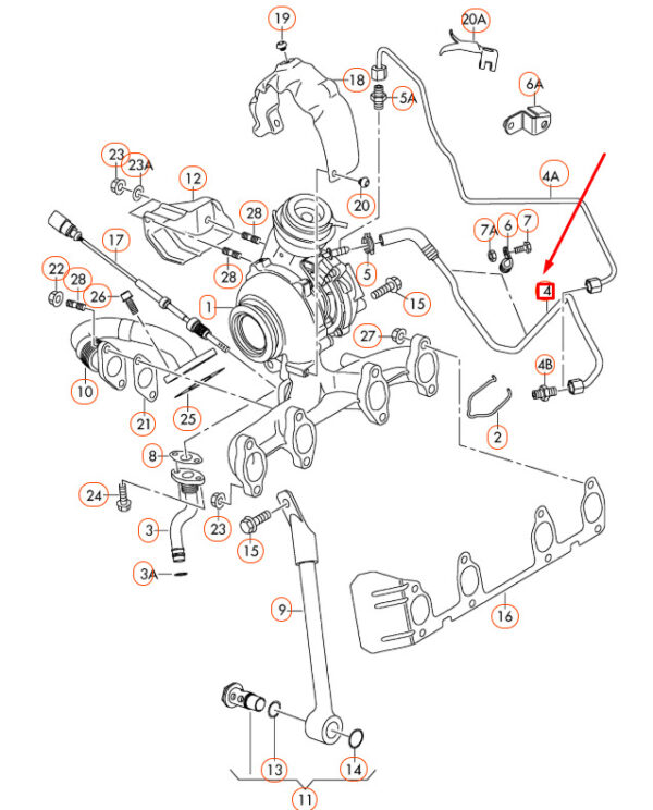 03G145771J - NEW AUDI A3 8P FEED OIL PIPE 03G145771J ORIGINAL
