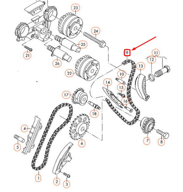 03H109503 - NEW AUDI Q7 4L UPPER CAMSHAFT TIMING CHAIN 03H109503 ORIGINAL