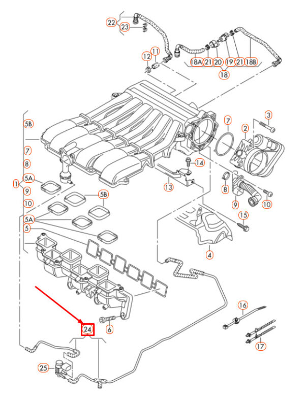 03H133778R - NEW AUDI Q7 4L INTAKE SYSTEM VACUUM HOSE 03H133778R ORIGINAL