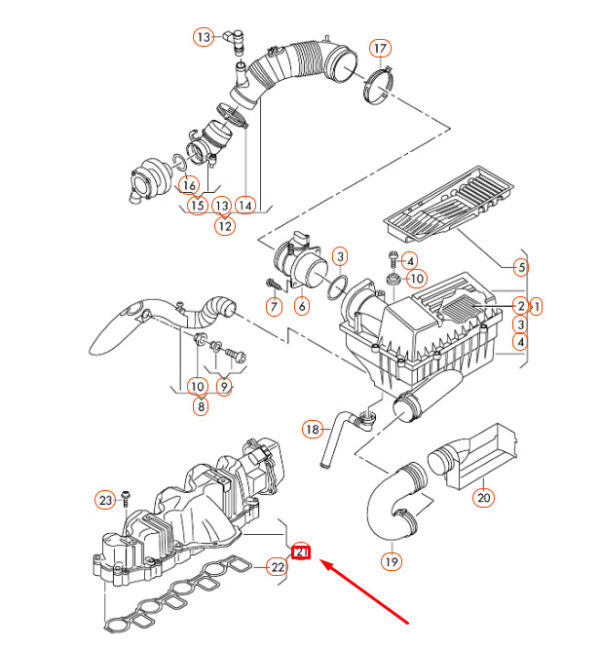 03L129711E - NEW AUDI A3 8P INTAKE CONNECTION 03L129711E ORIGINAL
