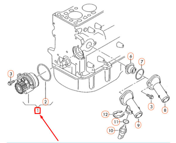 045121011H - Audi A3 8P coolant pump with sealing ring 045121011H NEW REAL