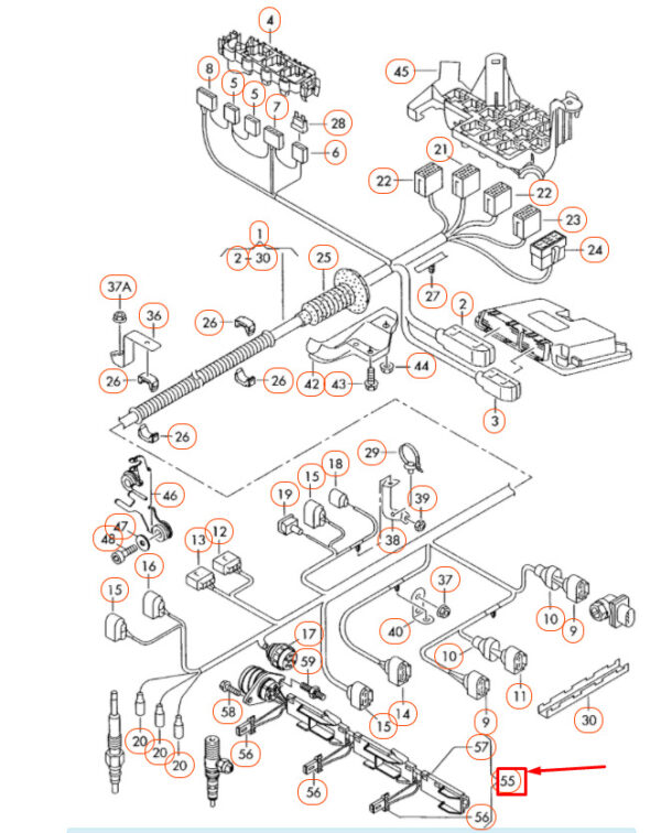 045971600 - NEW AUDI A2 8Z INJECTOR NOZZLE ADAPTER CABLE LOOM 045971600 ORIGINAL