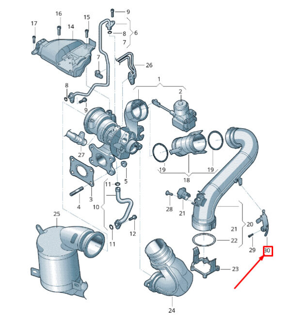 04E145532 - NEW AUDI A4 AVANT B9 ENGINE PRESSURE PIPE SUPPORT 04E145532 ORIGINAL