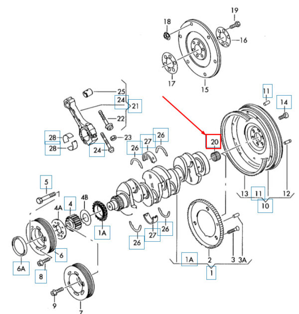 056105313C - NEW AUDI A3 8V CRANKSHAFT NEEDLE BEARING 056105313C ORIGINAL