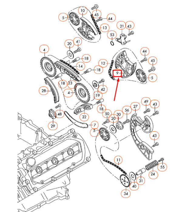 059109217C - NEW AUDI A4 B7 LEFT CHAIN TENSIONER 059109217C