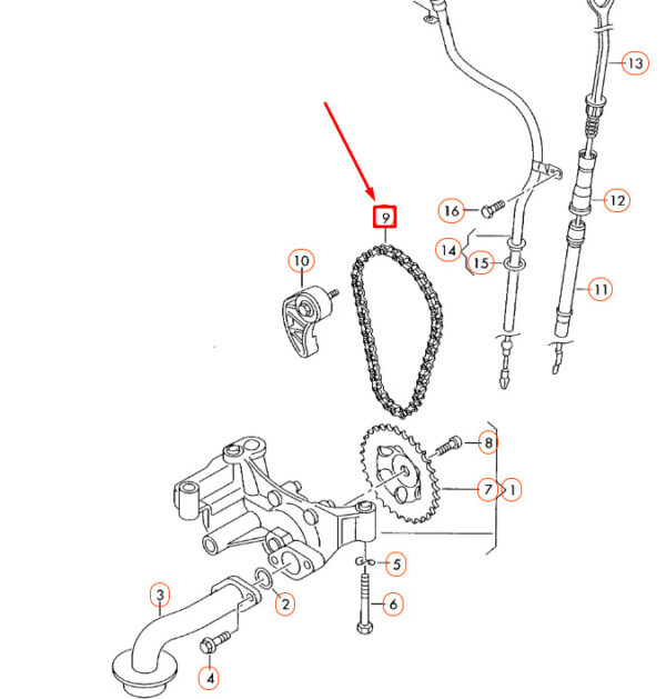 06A115125B - NEW AUDI A3 8P OIL PUMP DRIVE CHAIN 06A115125B ORIGINAL