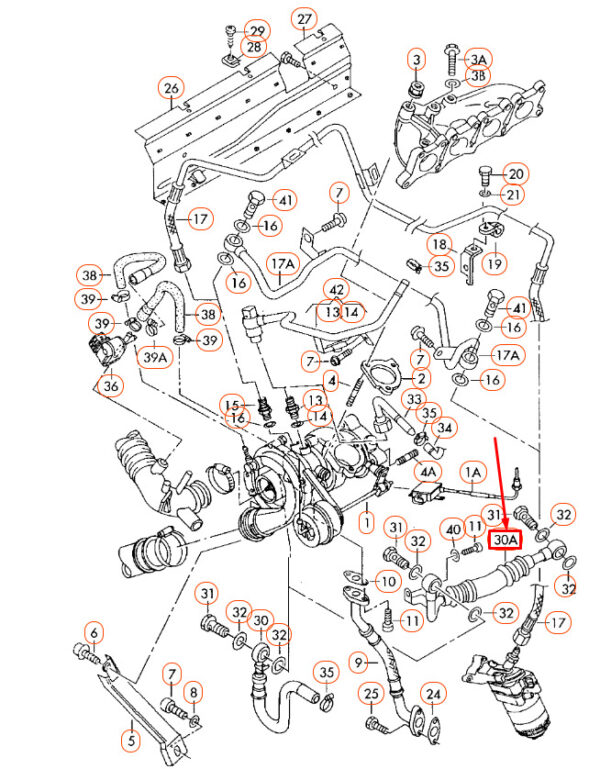 06A121497Q - NEW AUDI A3 8L COOLANT FEED HOSE 06A121497Q ORIGINAL
