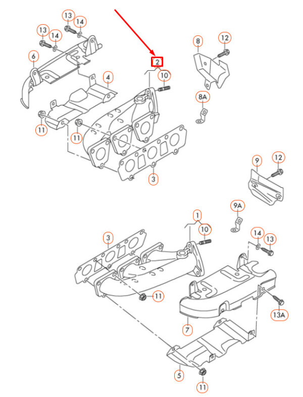 06E253032B - New Audi A4 Avant S4 Quattro Convertible A6 Exhaust Manifold Right 06E253032B