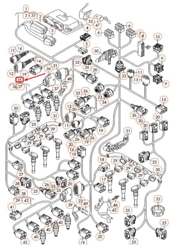 06E971627B - NEW AUDI A4 B7 ENGINE INJECTORS CYLINDERS 1-3 WIRING SET 06E971627B ORIGINAL