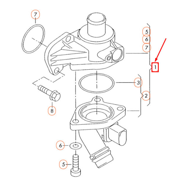 06F121111G - NEW AUDI A3 8P ENGINE COOLANT THERMOSTAT 06F121111G ORIGINAL