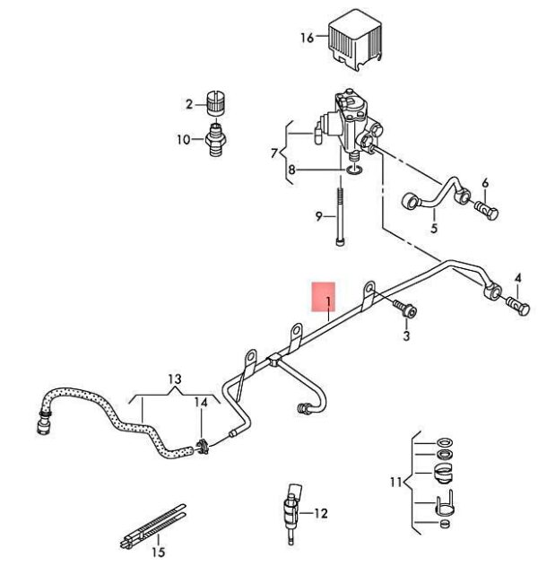 06F127505AA - NEW VW AUDI SKODA SEAT EOS GOLF R32 PLUS GTI RABBIT FUEL LINE 06F127505AA