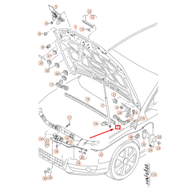 8T0823721 - Audi RS5 8T Coupe Quattro bonnet left gasket 8T0823721 NEW REAL