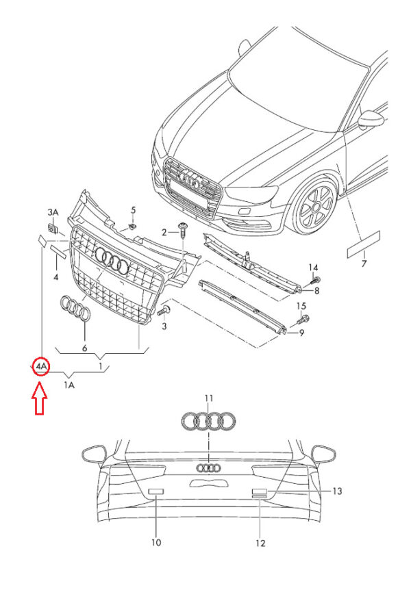8T0853736 - Audi A5 S5 Front Grille Logo Emblem 8T08537362ZZ NEW GENUINE