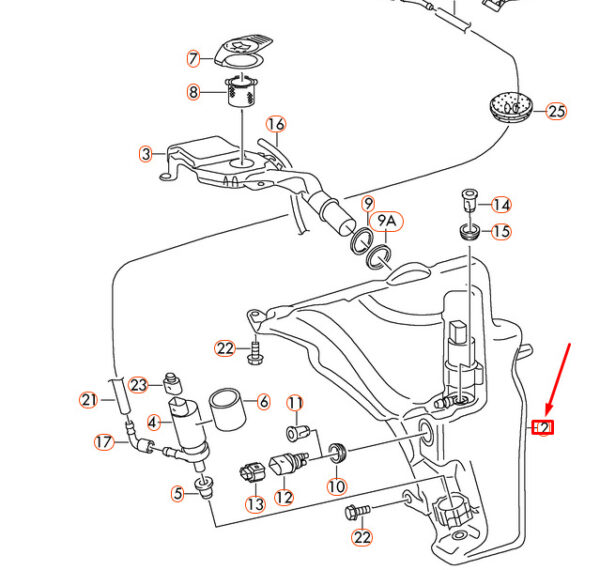 8T0955453C - NEW AUDI A4 B8 WINDSHIELD WASHER RESERVOIR 8T0955453C ORIGINAL