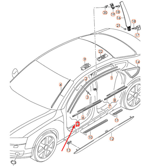 8T8853284F2ZZ - Audi A5 8T sealing strip for front right door window shaft 8T8853284F2ZZ ORIGINAL