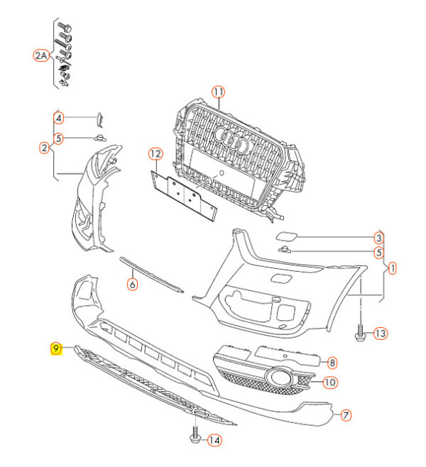 8U0807233 - New Genuine AUDI Q3 Front Bumper Lower Locking Piece 8U0807233C OEM