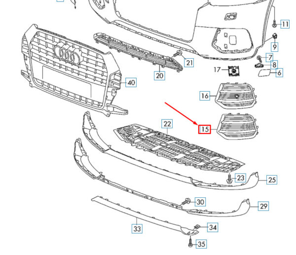 8U0807681P4U8 - AUDI Q3 8U Front Bumper Left Air Guide Grille 8U0807681P4U8 NEW GENUINE