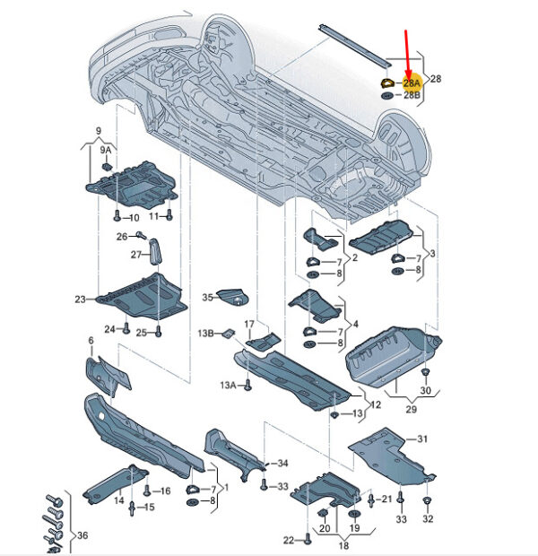8U0853831B - Audi A3 8V underfloor cladding clip 8U0853831B, original part
