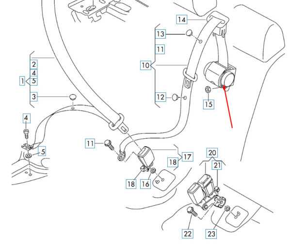 8U0857807DV04 - NEW AUDI Q3 8U REAR MIDDLE SEATBELT 8U0857807DV04