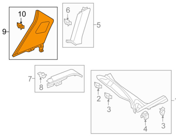 8U08672464PK - NEW AUDI Q3 8U REAR RIGHT D PILLAR TRIM 8U08672464PK 2014OEM