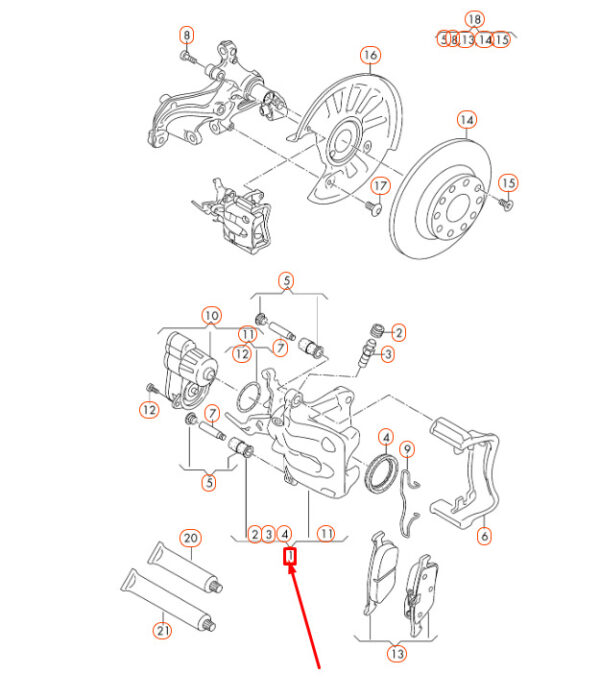8V0615424D - NEW AUDI A3 8V REAR RIGHT BRAKE CALIPER HOUSING 8V0615424D
