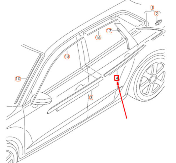 8V5853763A - Audi A3 8V window gasket strip front right 8V5853763AT94 NEW