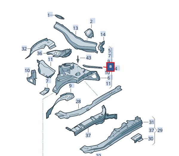 8W0802840A - New AUDI A4 Avant B9 Front Right Support 8W0802840A