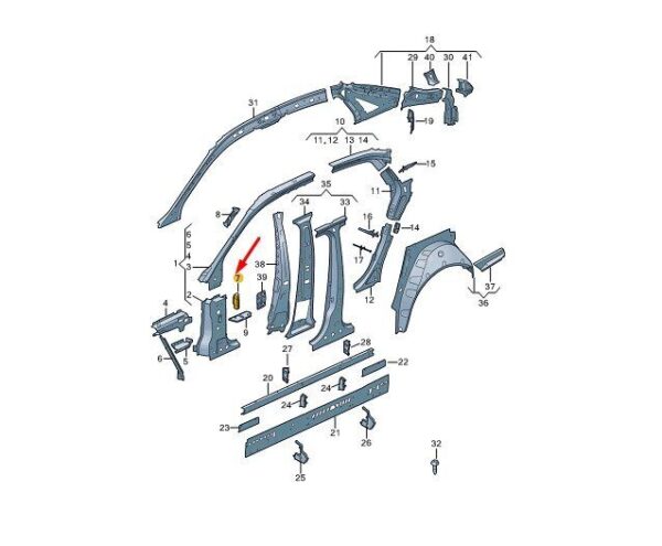 8W0810949 - AUDI A4 B9 Front Side Part Left Distance Piece 8W0810949 NEW GENUINE
