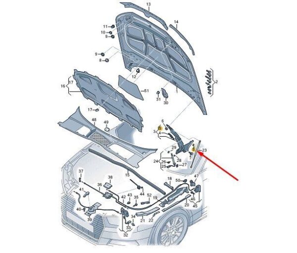 8W0823429 - AUDI A5 MK2 Cabrio Bonnet Hinge Cap 8W0823429 NEW GENUINE