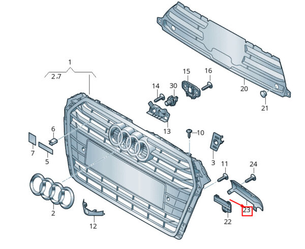 8W0853037E - NEW AUDI A4 AVANT B9 RIGHT RADIATOR GRILLE COVER 8W0853037E ORIGINAL