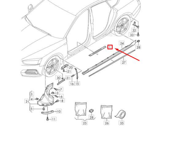 8W0853374F - NEW OEM AUDI A5 8W6 FRONT RIGHT SILL TRIM STRIP 8W0853374F9B9 GENUINE