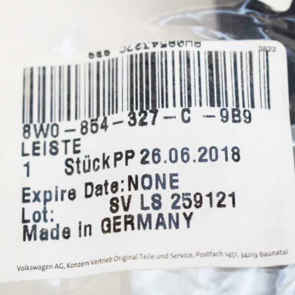 8W0854327C9B9 - NEW AUDI A4 AVANT S4 WATER DEFLECTOR STRIP SATIN BLACK 8W0854327C9B9 ORIGINAL