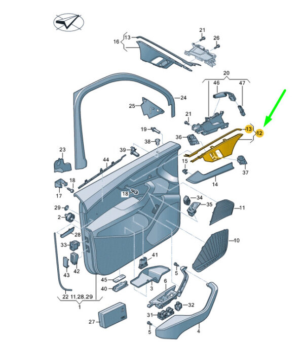 8W2959521B6PS - NEW AUDI A4 B9 FRONT LEFT DOOR SWITCH TRIM RHD 8W2959521B6PS ORIGINAL