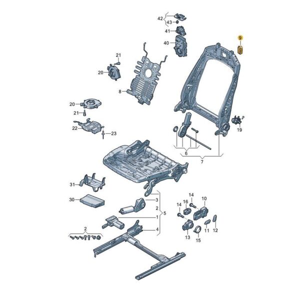 8W69596655E0 - AUDI A5 MK2 F5 Front Seat Left Entry Aid Button 8W69596655E0 NEW GENUINE
