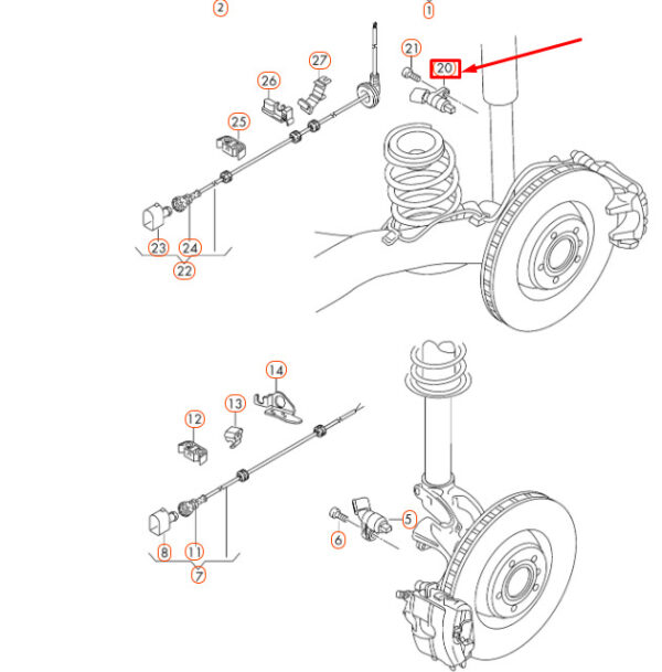 WHT003858 - NEW OEM AUDI A1 8X REAR RIGHT SPEED SENSOR WHT003858 GENUINE