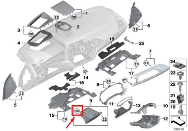07147321144 - NEW BMW X3 G01 TRIM PANEL RETAINER CLIP 07147321144 7321144 ORIGINAL