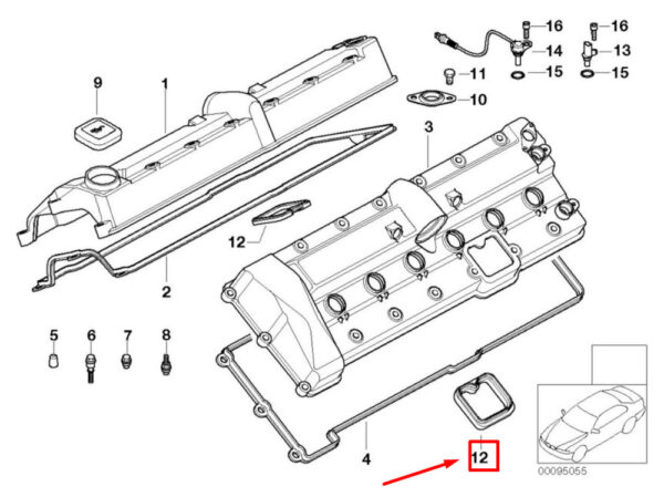 11127521085 - BMW 7 E65, E66, E67 engine valve cover gasket 7521085 11127521085 NEW ORIGINAL