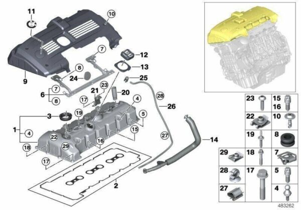 11127552281 - Genuine BMW E81 E87 E90 F10 Cylinder Head Cover 11127552281