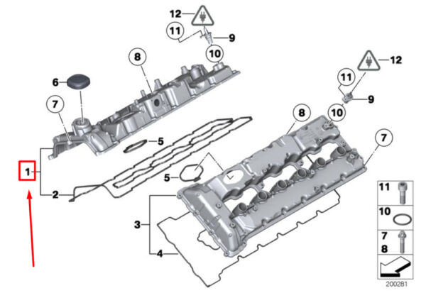 11127587738 - BMW 7 SERIES F01, F02 ENGINE VALVE COVER 11127587738 7587738 NEW GENUINE