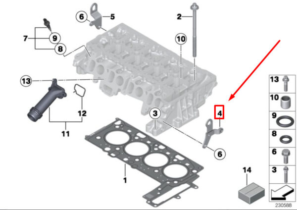 11127812884 - NEW MINI -LANDSMANN R60 ENGINE CYLINDER HEAD LOOP 11127812884 7812884 GENUINE