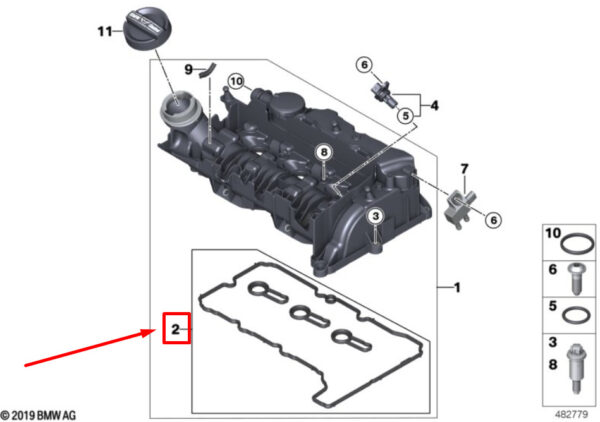 11128583292 - NEW MINI COOPER F55 CYLINDER HEAD COVER GASKET 8583292 11128583292 ORIGINAL