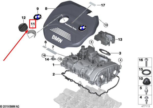 11128602238 - NEW MINI F60 CYLINDER HEADDECK DRIP GUARD 8602238 11128602238 GENUINE