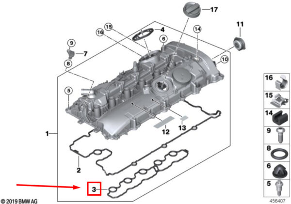 11128638124 - BMW X4 G02 cylinder head hood interior profile gasket 8638124 11128638124 NEW
