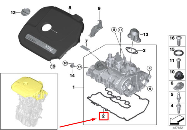 11128638245 - NEW MINI CLUBMAN F54 CYLINDER HEAD COVER GASKET 11128638245 8638245 GENUINE