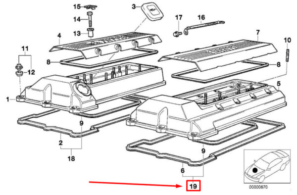 11129069872 - BMW 5 E39 Valve Cover Gasket Set Left 11129069872 9069872 NEW GENUINE