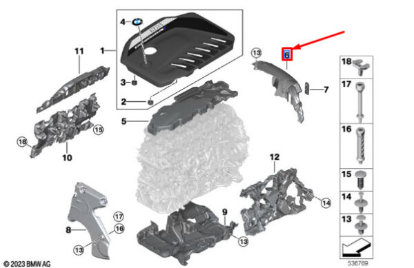 11148596405 - BMW 4 Convertible G23 Rear Engine Acoustic Cover 11148596405 NEW GENUINE