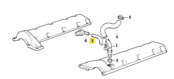11151720390 - NEW BMW 7 E32 8 E31 M70 S70 ENGINE CCV HOSE FOR CYLINDER 1-6 1720390 ORIGINAL