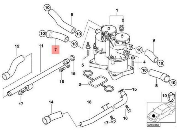 11152248396 - OEM BMW E38 CRANKCASE-VENTILATION OIL SEPARATOR VENT HOSE 11152248396 GENUINE